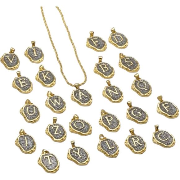 Gold Plated and Silver E Initial Pendant Necklace - Picture 7 of 8